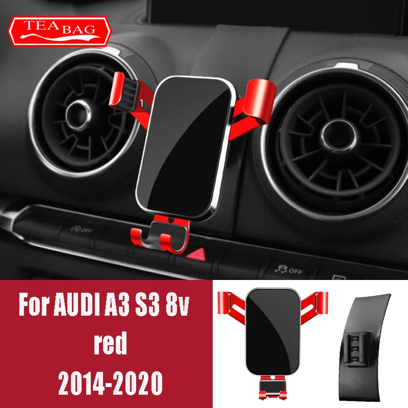 Car Styling Adjustable Mobile Phone Holder For Audi A3 S3 2014-2020 Air Vent Mount Bracket Gravity Phone Holder Accessories