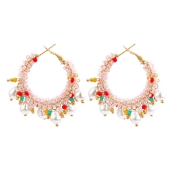 Fashion Boho Earrings For Women Spring Colors Style Sweet Colorful Bead Earrings Jewelry Spring Summer Floral Beaded Earrings