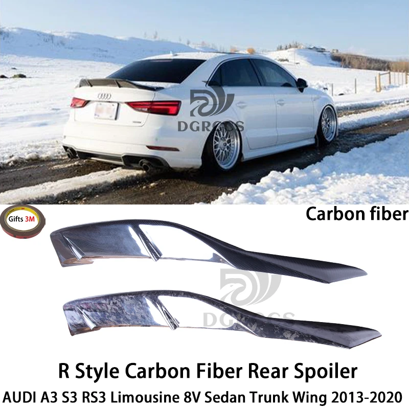 

For AUDI A3 S3 RS3 Limousine 8V Sedan R Style Carbon Fiber Rear Spoiler Trunk Wing 2013-2020 Carbon fiber Forged carbon