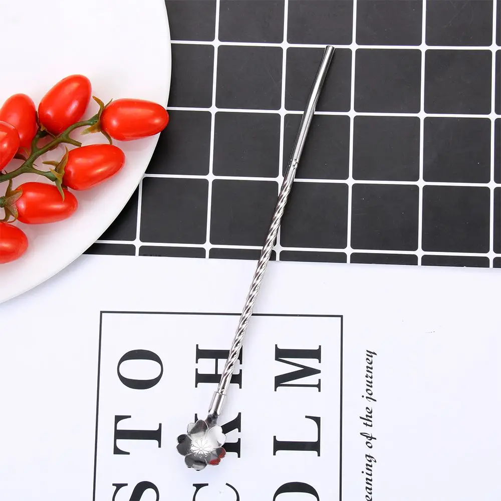 

Домашняя изогнутая ложка для чая с фильтром, соломинка для питья из нержавеющей стали, ложка, кофейные ложки, нержавеющая сталь