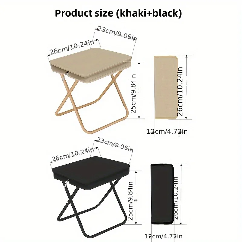 

Portable Folding Camping Stool with Adjustable Zipper - Lightweight Compact Weatherproof Outdoor Stool, Non-Slip Pad & Carry Han