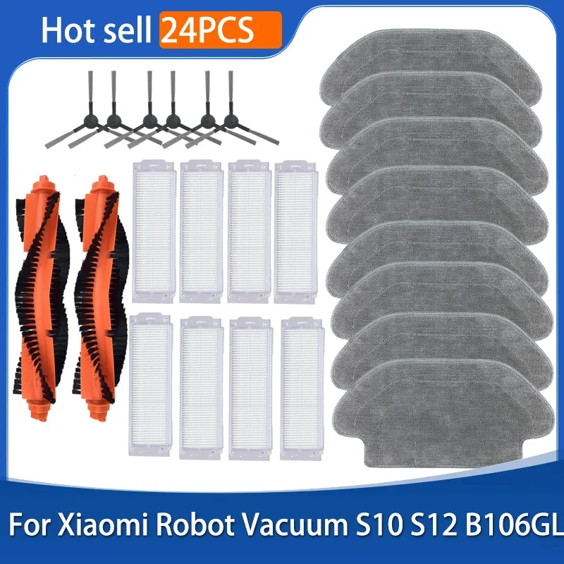 For Xiaomi Robot Vacuum S10 S12 T12 B106GL/ Mop 2S XMSTJQR2S / 3C B106CN Parts Accessories Main Side Brush Filter Mop