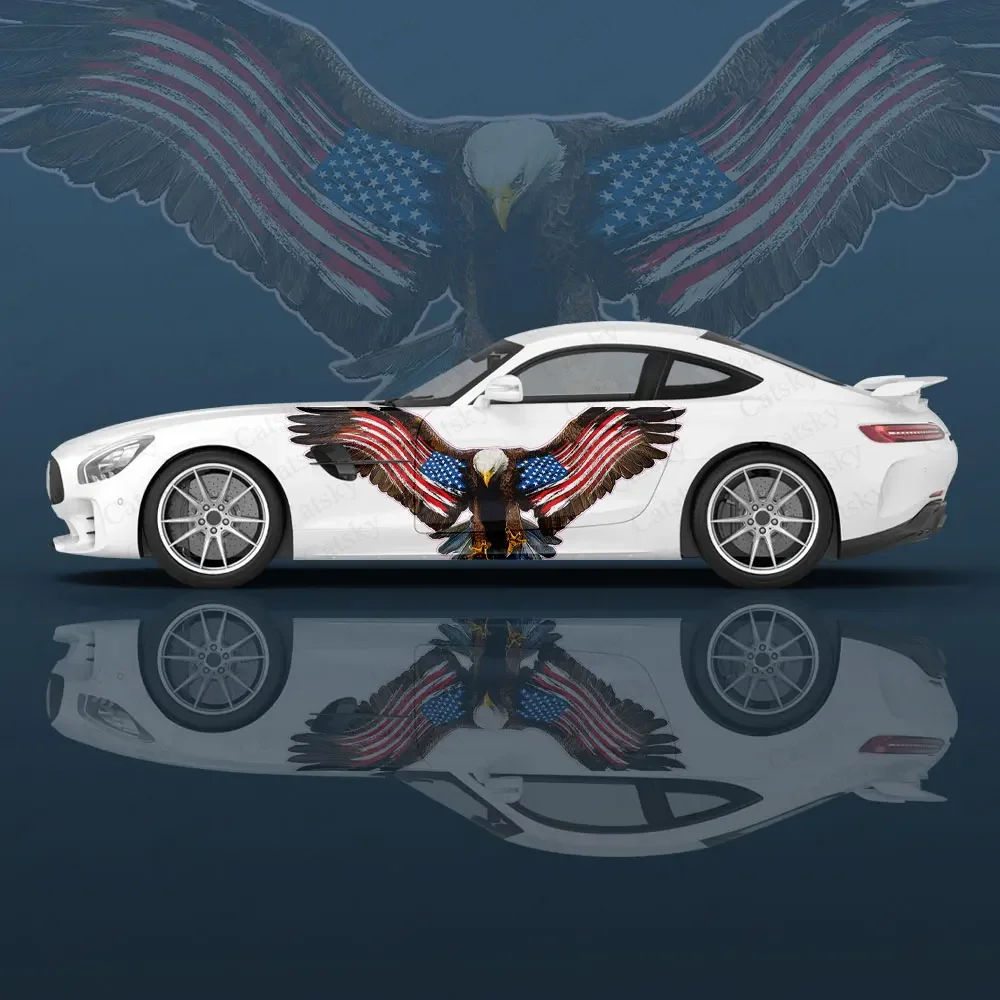 American Flag Eagle Car Body Sticker Itasha Vinyl Side Decal Body Wrap Cover  Auto Accessories Decoration Protective Film Gift