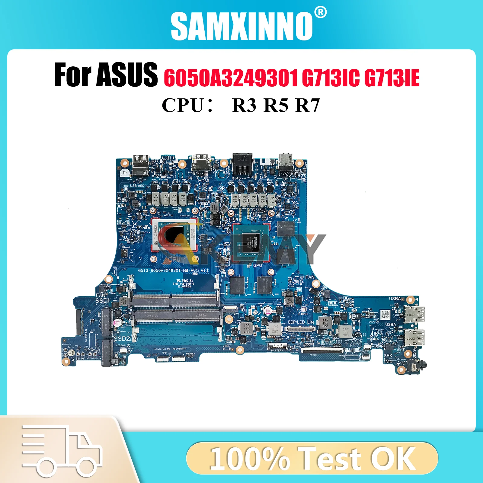 

6050A3249301 Laptop Motherboard For ASUS ROG Strix G15 G713IC G713IH G513I G713IE Mainboard With R3 R5 R7 CPU tests OK fast ship