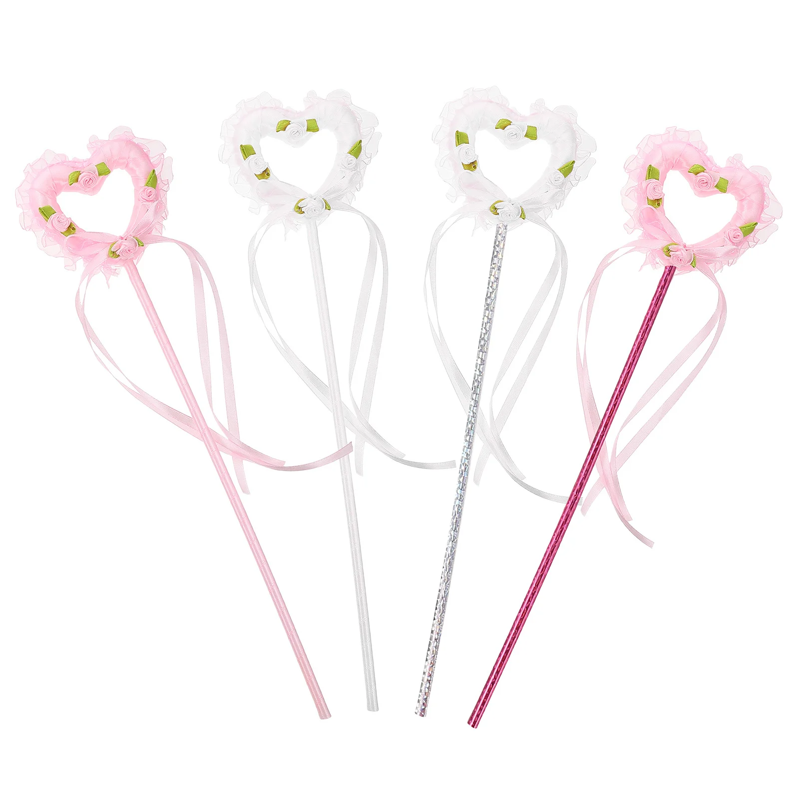 Varinha de fada de coração 4 peças para meninas, iluminada, decoração de festa infantil durável, presente de aniversário, adereço de cosplay, brincadeira de simulação