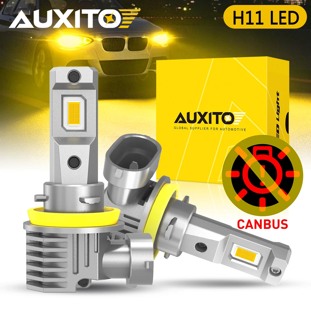 

Комплект из 2-х светодиодных противотуманных фар AUXITO H11 3000K, Canbus H8, желтые, 50 Вт, высокая мощность, 12 В, безвентиляторные, H9, H16JP, без ошибок, Plug&Play