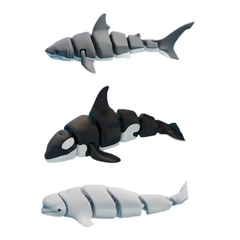 3D Printed Small Animal Joint Flexible Simulation Shark, Killer Whale Ornament Home Decoration Perfect Gift For Friends Family view 5
