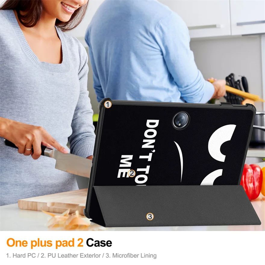 For One plus pad 2 Case 2024 PU Leather 12.1inch Auto-sleep/Wake Up Function Standing Angle Drop-proof Tablet Protective Shell