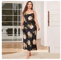 XL-5XL Big Size Sexy Suspender Nightdress Sleepwear Lingerie Summer Women Nightgown Loose Silky Satin Dressing Gown Loungewear - Image 6