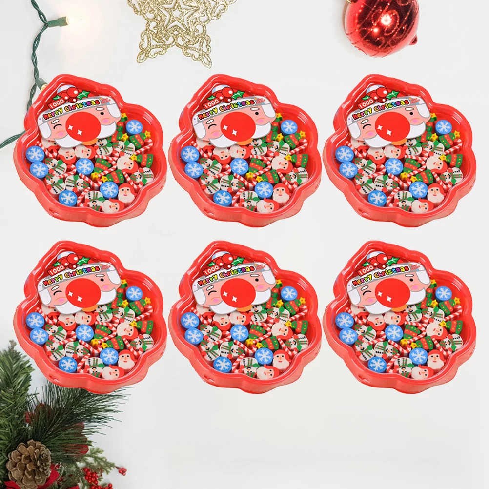 6Pcs Santa Claus Snowman Erasers Christmas Pencil Erasers Creative Holiday Party Favors Kids School Office Supplies