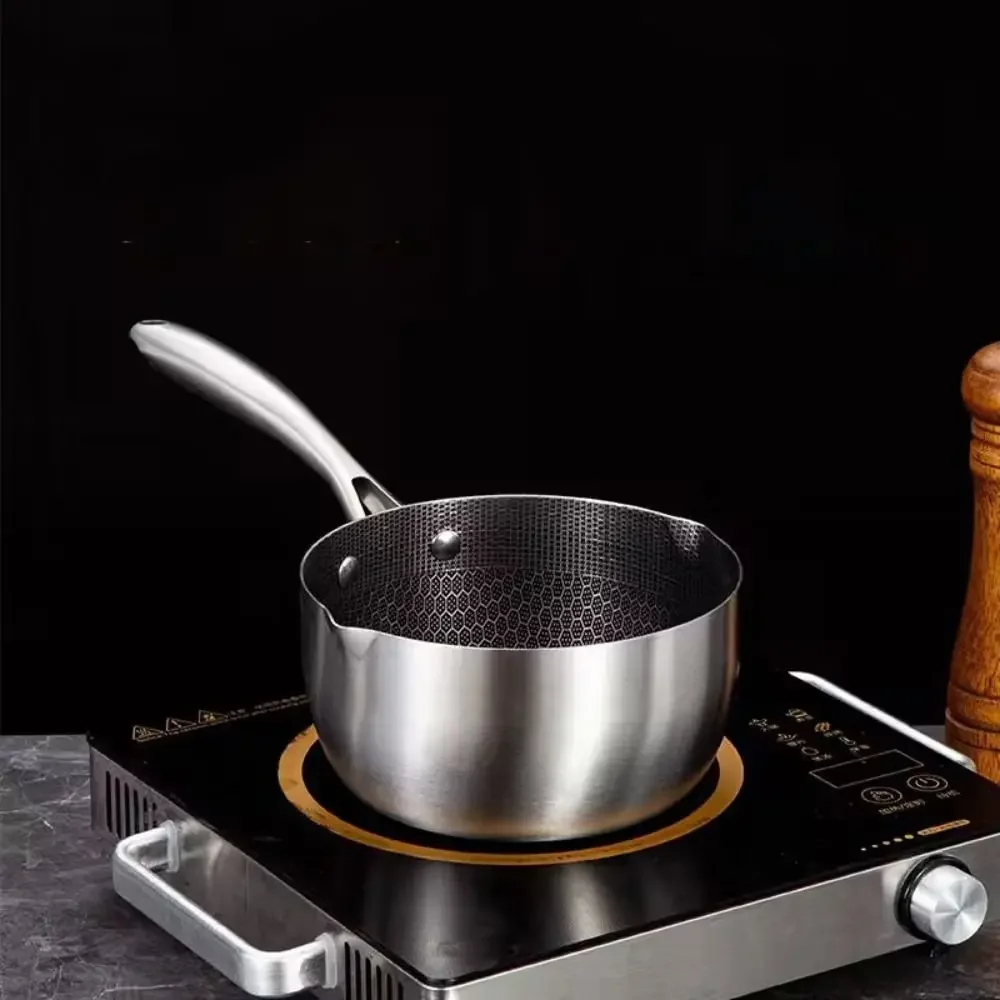Utensilios de cocina, sartén para freidora de estilo japonés, olla para freidora versátil de acero inoxidable, plateada con tapa