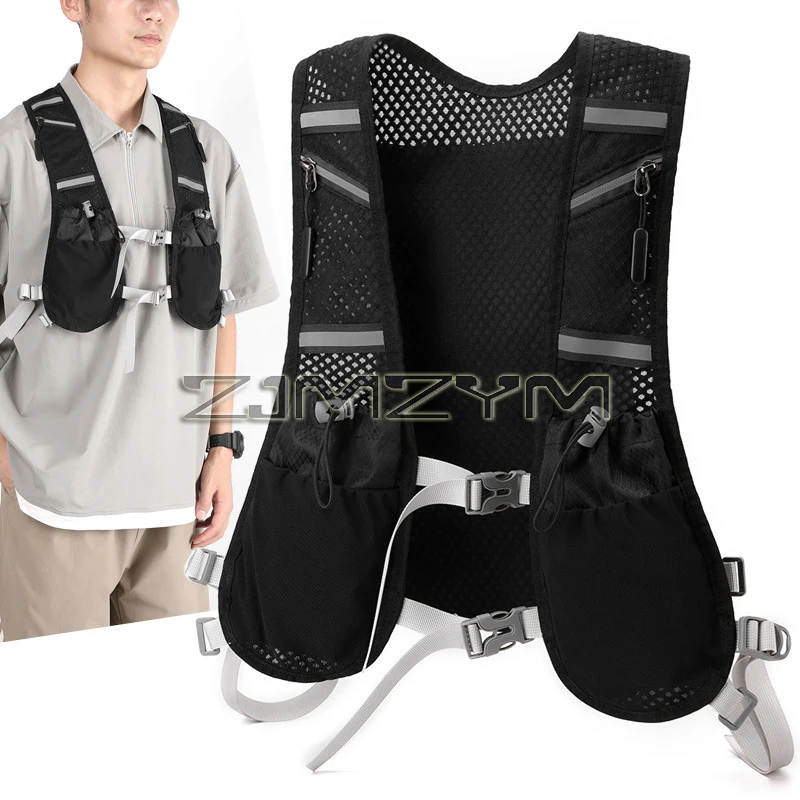Reflective Running Vest Backpack Cycling Vest Back Packs Sports Phone Holder Bag For Running Bicycle