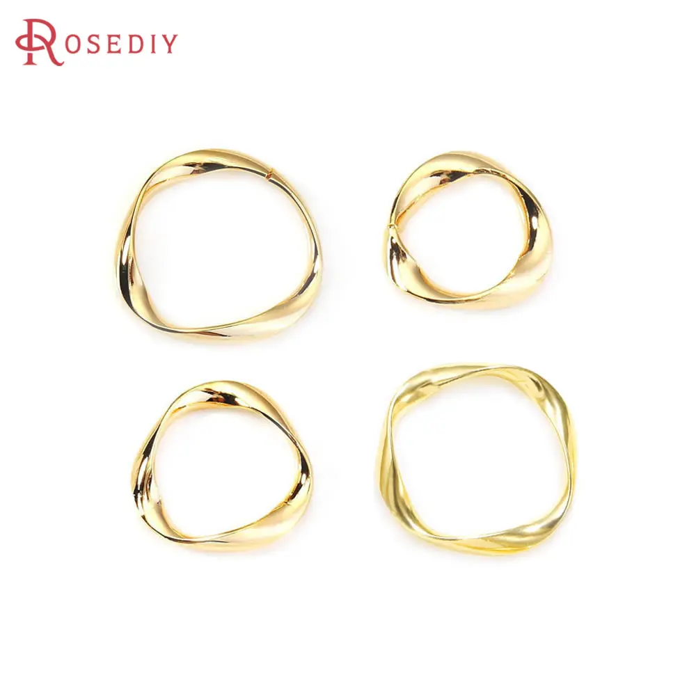 16MM 20MM 25MM 45MM 18K Gold Color Brass Twist Circle Connect Charms Pendants High Quality Jewelry Making Supplies Diy Findings