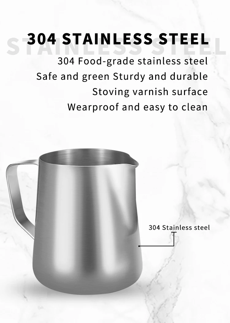 Milchaufschäumer Krug Edelstahl Behälter 100ML 350ML 600ML Aufschäumen Krug Kaffeetassen Latte Barista Espresso Maker Zubehör – Detail 4