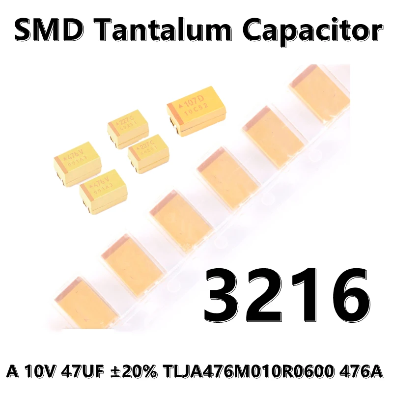 ตัวเก็บประจุแทนทาลัม20% 3216 (Type A) 10V 47uF ± TLJA476M010R0600 476A SMD 1206 (5ชิ้น)