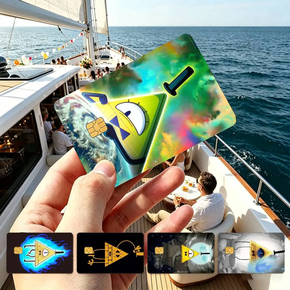 Gravity Falls Bill C-Cipher Credit Card HD Stickers Game Card Decal Small Chip Waterproof Sticker Gift