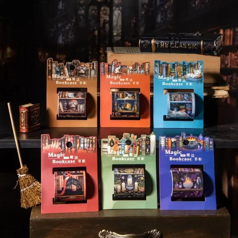 6Rolls Bookshelf Theme Decorative Tape 40mmX2m Waterproof PET Sticker For Craft Scrapbooking Journal Planner Photo Album