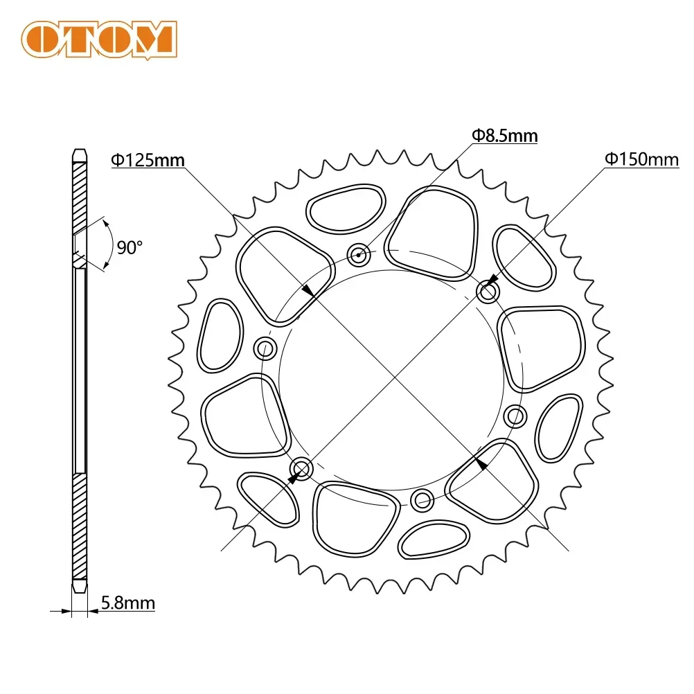 OTOM Motocross 52T Rear Sprocket 7075 Aluminum Chain Plate Screws Nut Kit For KTM SXF XCW HUSQVARNA FC FE TE TC Motorcycle Parts