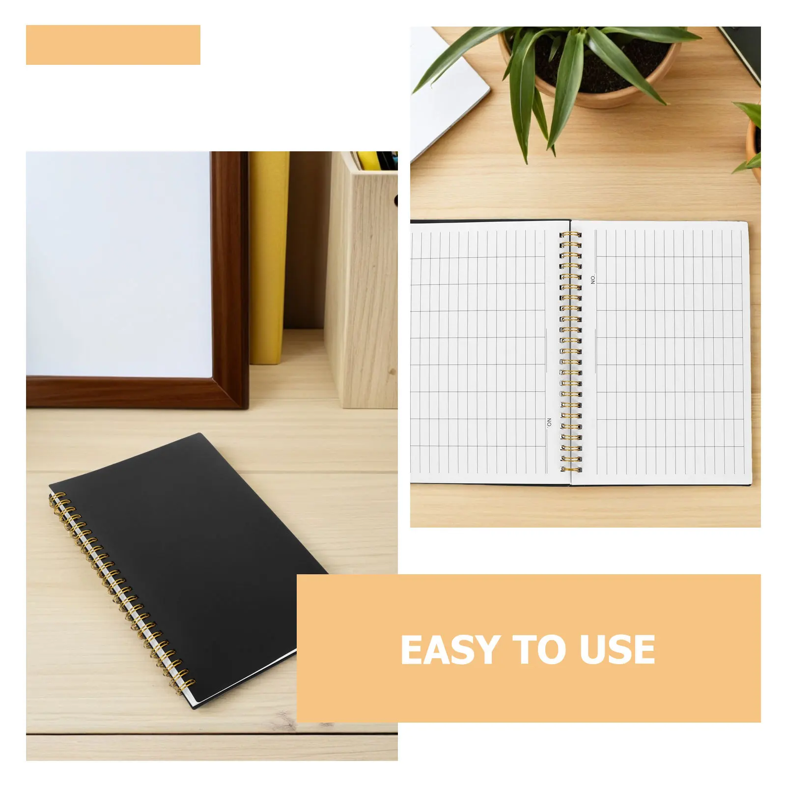 Planificador de cuaderno de presupuesto, páginas rayadas, tapa dura encuadernada de doble cable, cubierta de Pp resistente para inventario de contabilidad de negocios en el hogar, 2 uds.