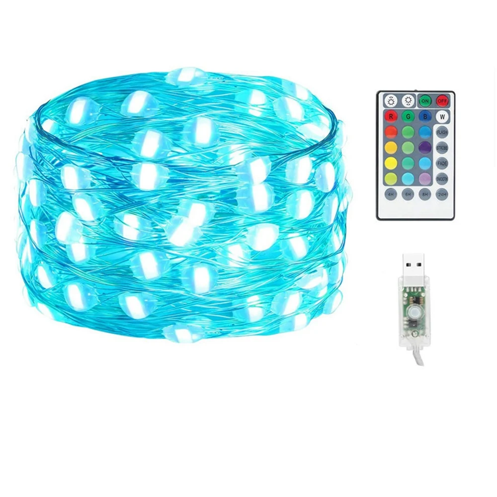 16 Colors LED Fairy Lights 100 LED Christmas String Lights USB Waterproof Garland Light for Holiday Decorations