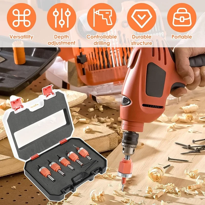 A23T 5 Pcs Adjustable Screw Cover Single Hole Punch 5/16