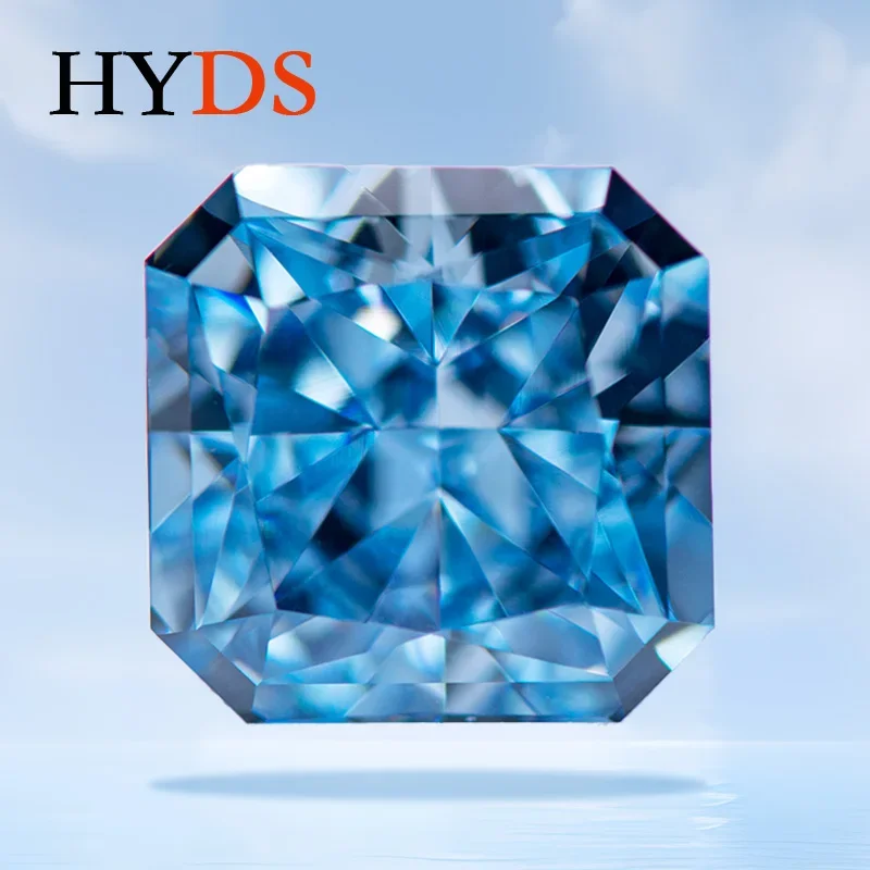 

Cubic Zirconia Fancy Blue Color Crushed Ice Cut Asscher Shape Charms Beads for DIY Jewelry Making Rings Materials No Certificate