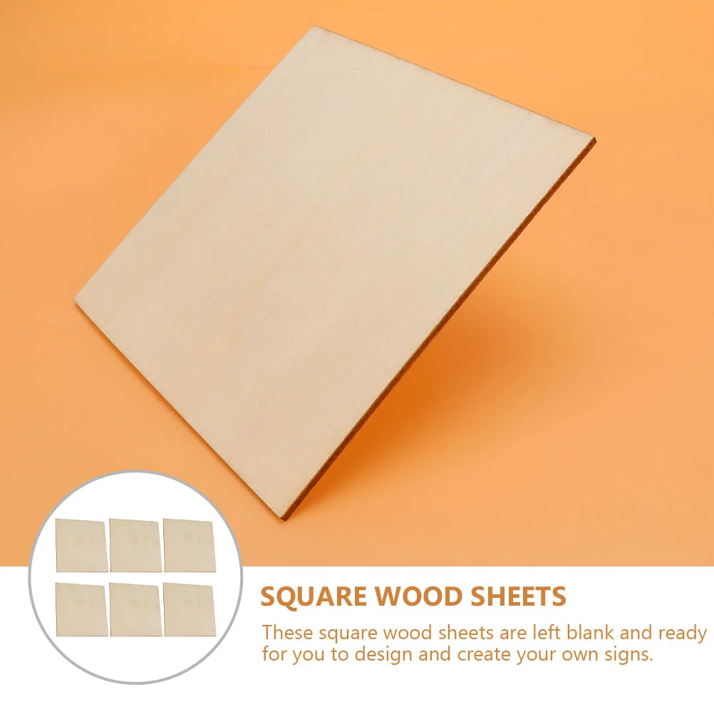 

6pcs Square Wood Sheets Unfinished Natural Wooden Craft Boards Diy Blank Decorative Wedding Party Gift Tag Carving Art Project