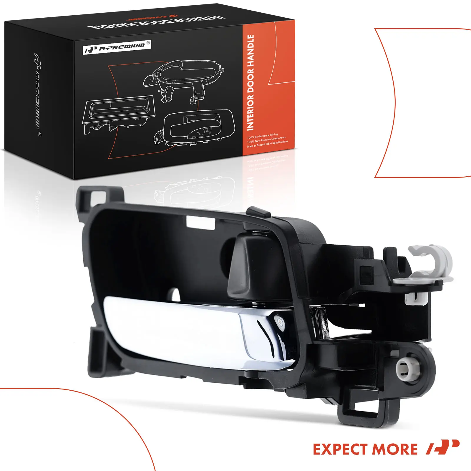A-Premium Passenger Side Chrome & Black Interior Door Handle for Honda Accord 2013-2017