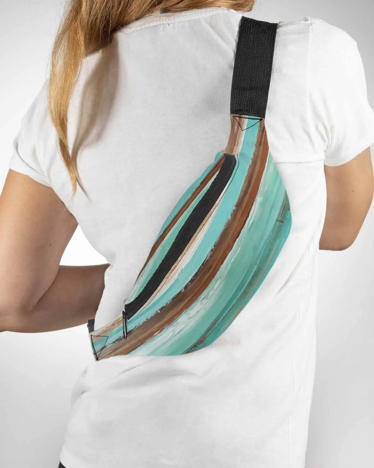 

Abstract Wood Grain Brown Turquoise Gradient Watercolor Waist Bag Fanny Pack Belt Bag Wallet Pouch Waterproof Banana Hip Bags