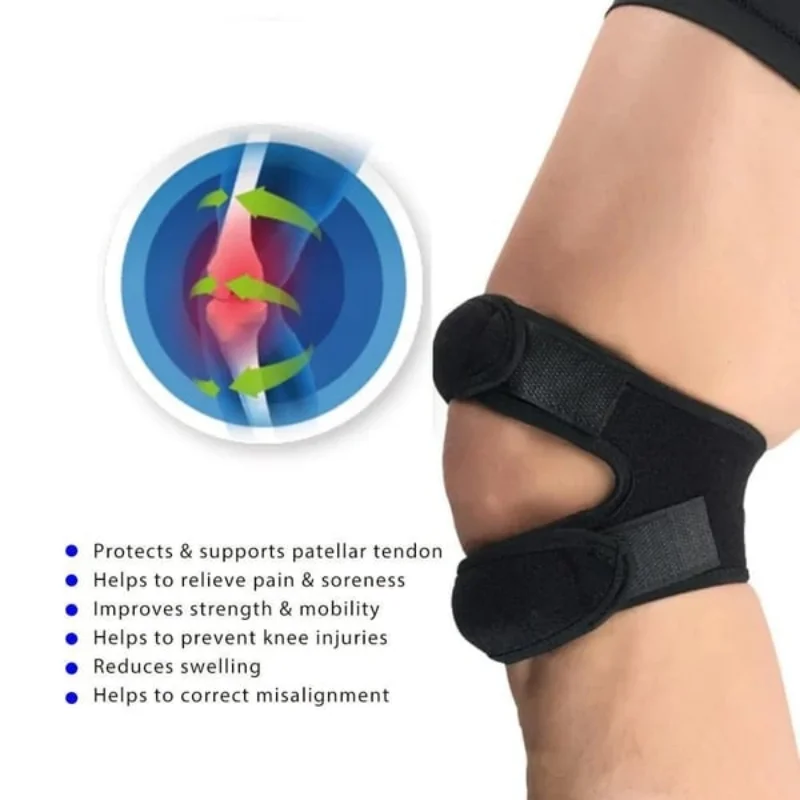 Knee Pain Relief & Patella Stabilizer Brace 3D Silicone Adjustable Knee Strap Outdoor Sports Knee Riding Fitness Brace