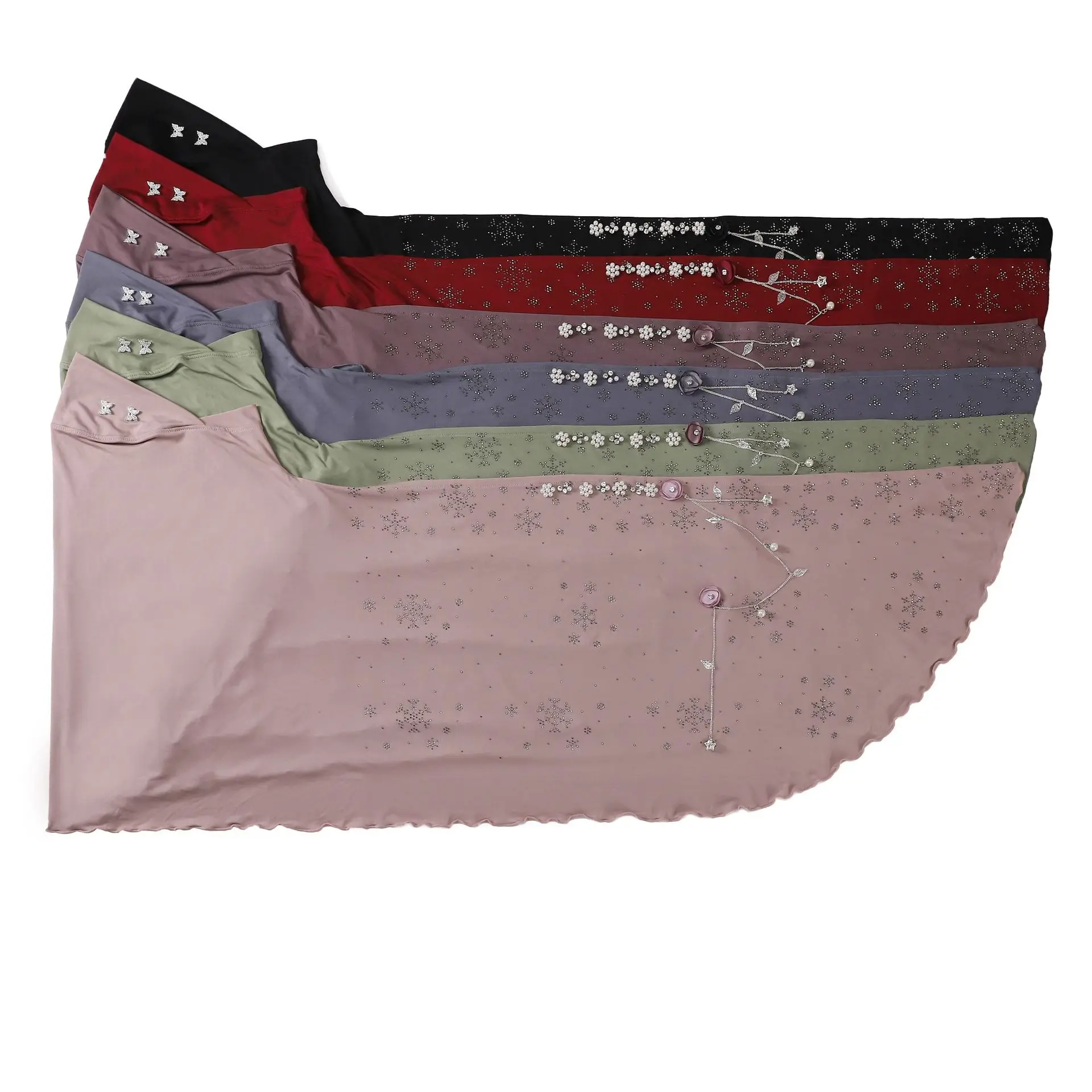 

Роскошный мусульманский хиджаб с бриллиантами и бахромой в виде снежинки Амира, мгновенный шарф, тюрбан, готовая накидка, головной платок, свадебная шляпа, никаб, кепка