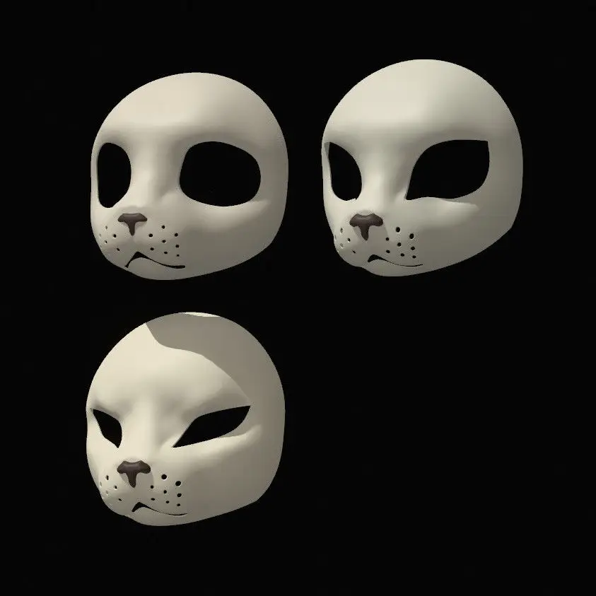 Kemono-mascarilla Base con estampado 3D de gato mascota, traje de bestia semisalista, accesorio de disfraz de calavera