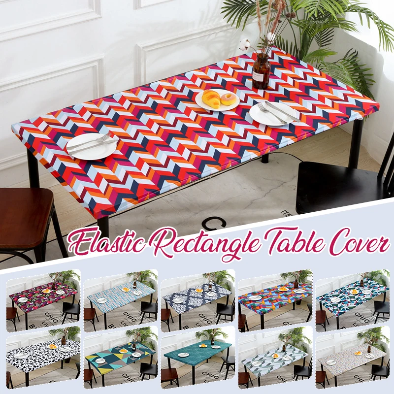 

Elastic Fitted Table Cloth Rectangular Dining Coffee Tea Tablecloth Hotel Conference Wedding Decoration Tablecloth