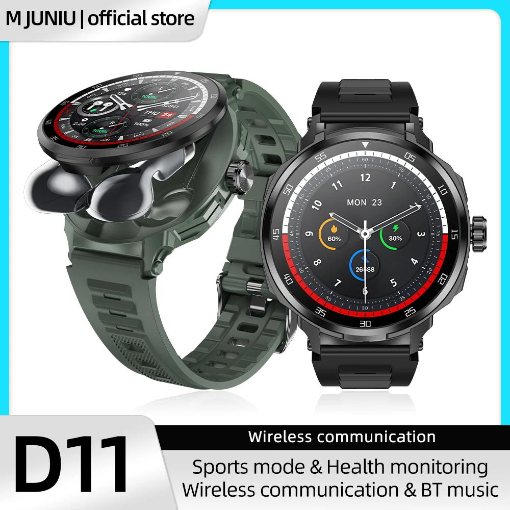 

NFC 2 In 1 Bluetooth Headset Smart Watch TWS Music Talk With Earbuds Blood Pressure Heart Rate Testing Men SmartWatch