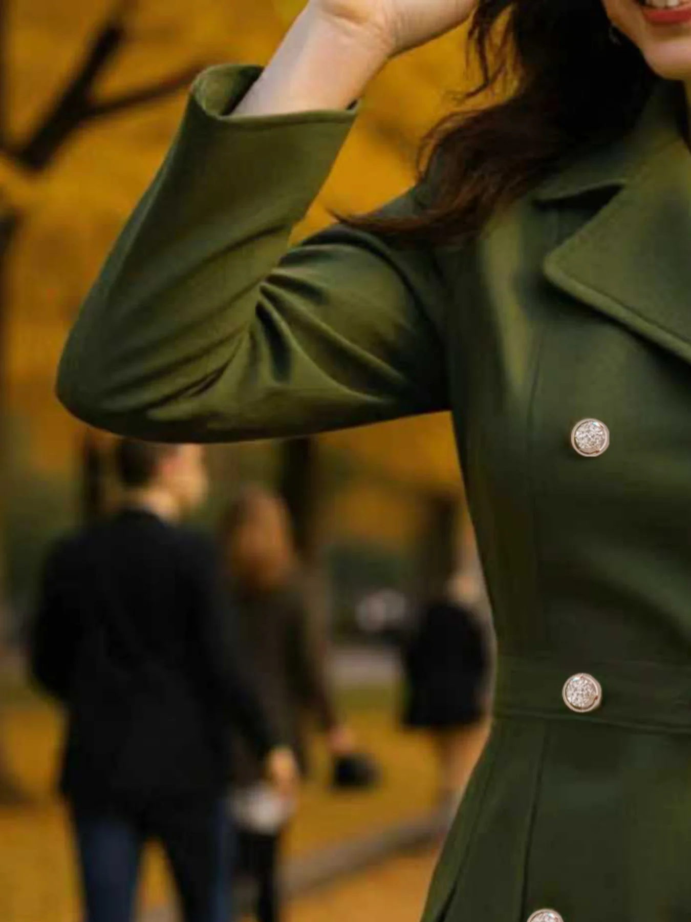 Cappotto di lana da donna elegante Giacca foderata antivento da esterno Cappotto doppiopetto ispessito Trench Giacca popolare euro-americana