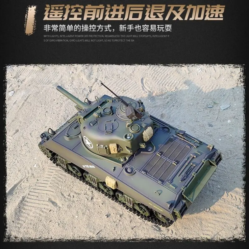 1: 16 Remote-Controlled Tank American M4a3 3898-1with Gun Barrel Telescopic Multifunctional Combat Rc Competitive Tank Toy Gift