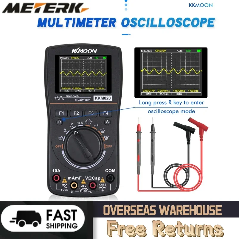 

KKmoon kkm828 High Clarity Intelligent Graphical Digital Oscilloscope Multimeter 2 in 1 2.4 Inches Color Screen 1MHz Bandwidth