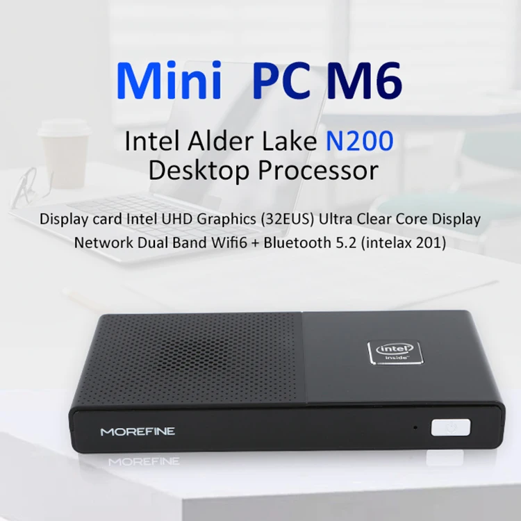 MOREFINE M6 Mini Pc Wind11 Ddr5  N100/N200  Portable Desktop Computer Office Wifi