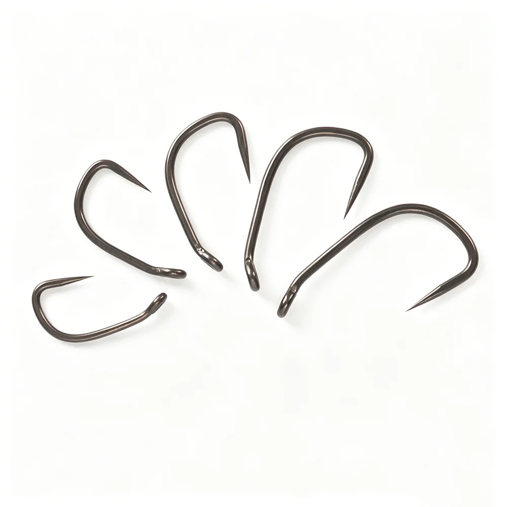 Hirisi 8028 100 Stück PTFE-beschichtete Angelhaken aus Hochkarbon-Edelstahl Rostfrei Scharfe Spitze mit Öse für Angelzubehör – Detail 6