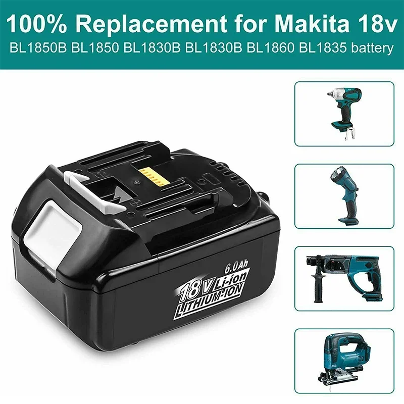 

for Makita 18V 6.0Ah 9.0Ah Rechargeable Lithium Battery,Power Tool BL1860 BL1850B BL1850 BL1840 BL1830 Replacement Battery