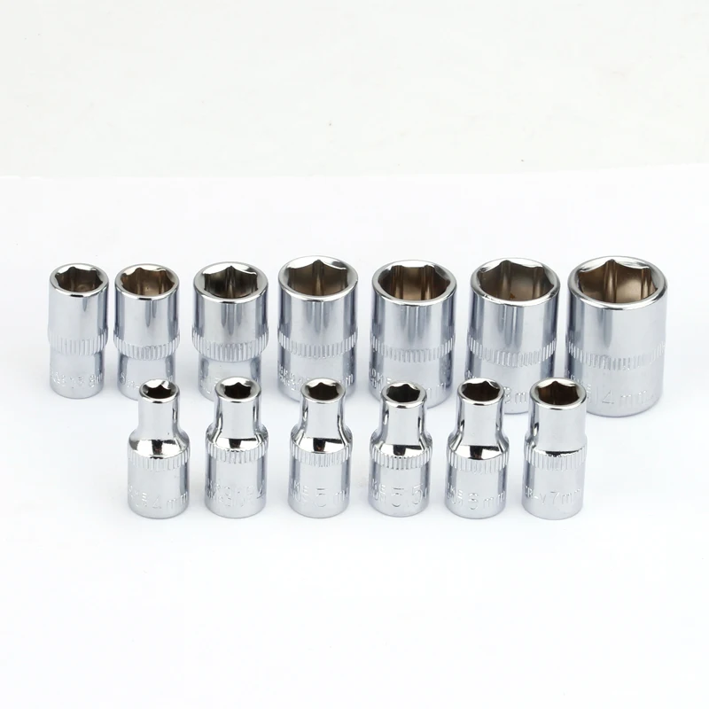 

13Pcs 1/4" 4 4.5 5 5.5 6 7 8 9 10 11 12 13 14mm Socket Wrench Set Hex Metric 6 Point Socket Head Bit Sleeve Kit