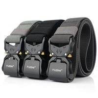 TUSHI Elastic Jeans Belt For Men Aluminum Alloy Pluggable Buckle Training Tactical Belts Comfortable High Quality Male Belt