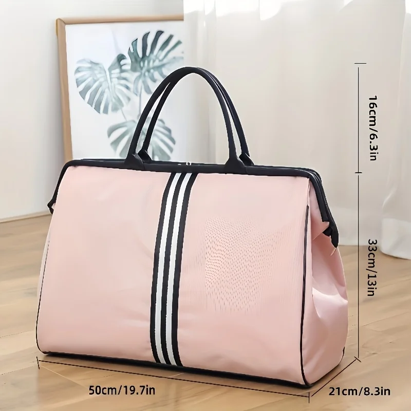 Korean Style Large Capacity Nylon Travel Bag for Women and Men, Hand Carry Gym and Boarding Bag Suitable for Short Trips