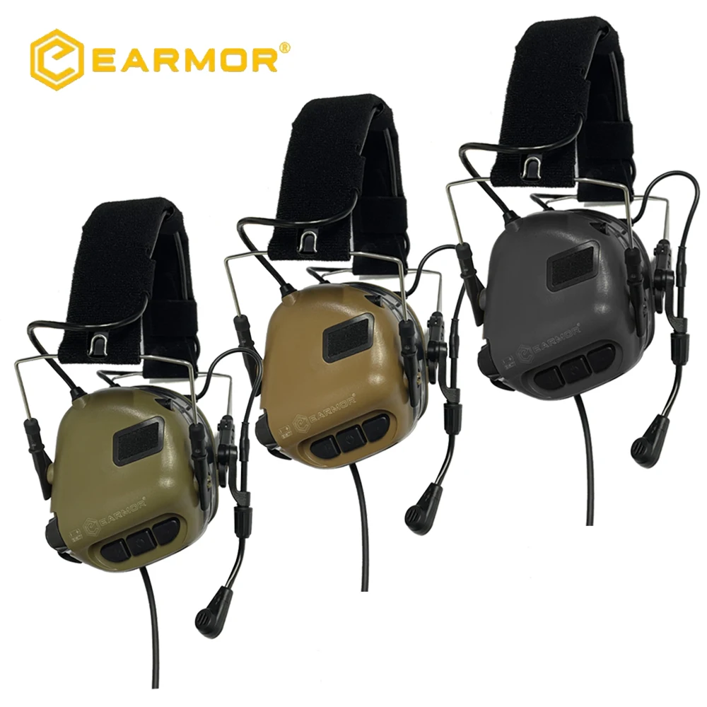 EARMOR Shooting Earmuffs M32 MOD4 Tactical Noise Reduction Intercom Headset with EARMOR M51 PTT adapter for Kenwood New