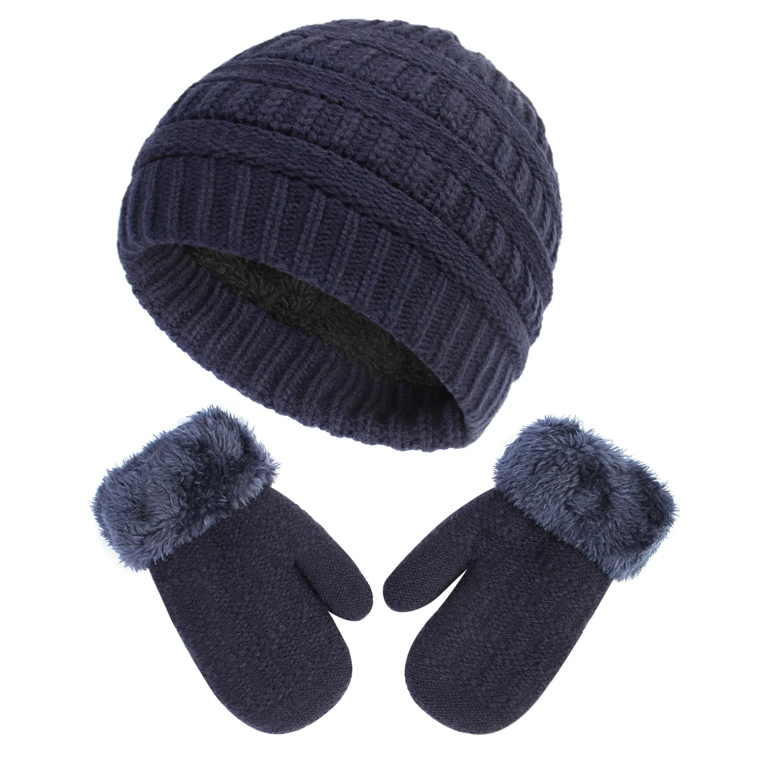 0-6 Years Old Boys and Girls Beanie and Gloves Set Autumn Winter Soft Warm Fleece Slouchy Beanies for Kids Snow Skullies&Beanies