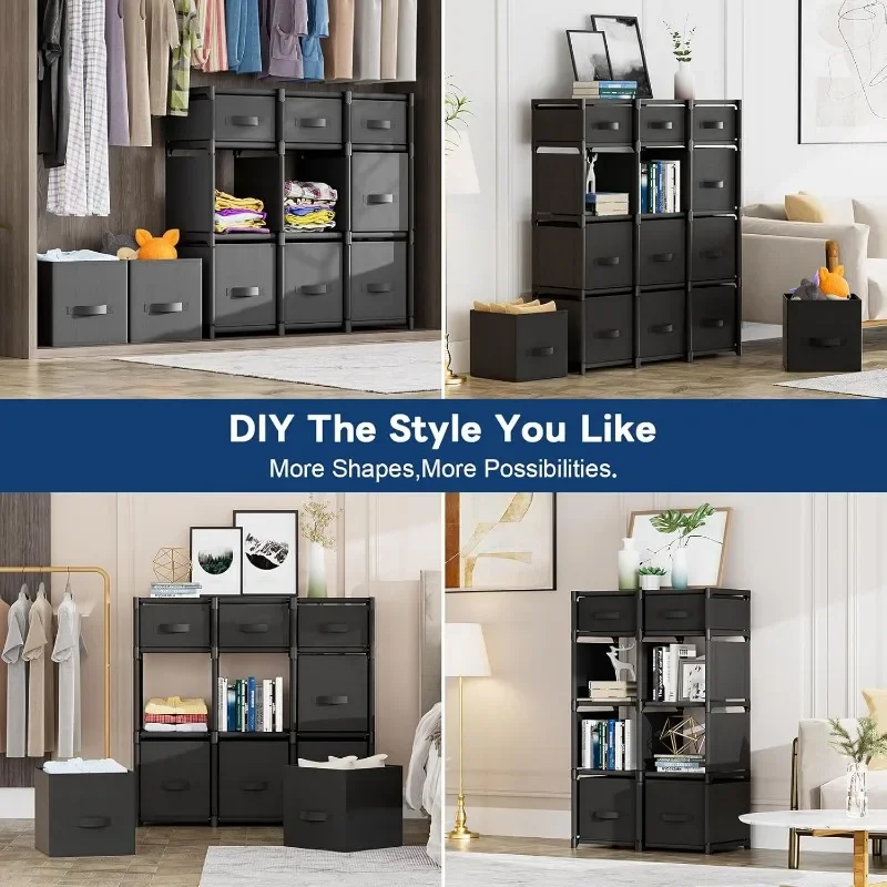 

Mavivegue 9 Cube Storage Organizer, Closet Organizers and Storage, Cube Storage Shelf, Easy to Assemble with Storage Drawers,