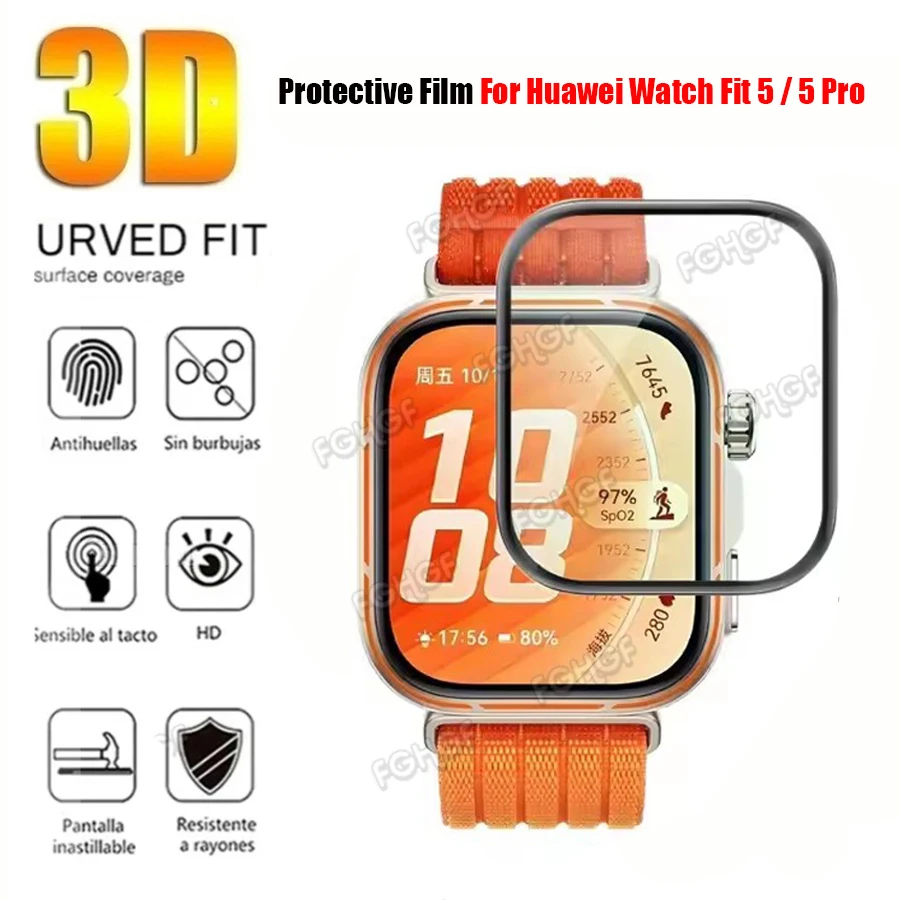 Anti-scratch Screen Protector For Huawei Watch Fit 5 Pro Full Coverage Protective Film For Huawei Fit 5 4 3 Accessory Not Glass