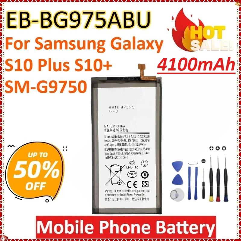 

Newly upgraded EB-BG975ABU 4100mAh High-Capacity Replacement Mobile Phone Battery for Samsung Galaxy S10 Plus S10+ SM-G9750+tool