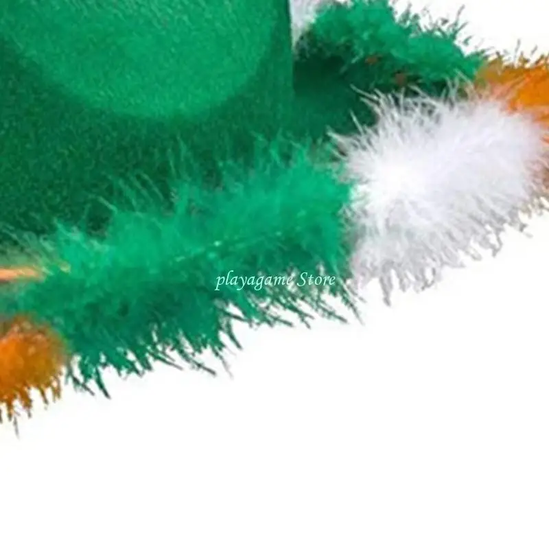 Y88A Ierse Nationale Dag Hoge Hoed Groene Cowgirl Hoed Brede Rand Hoed Mode Patrick Day Fedora Muzikaal Festival Hoed