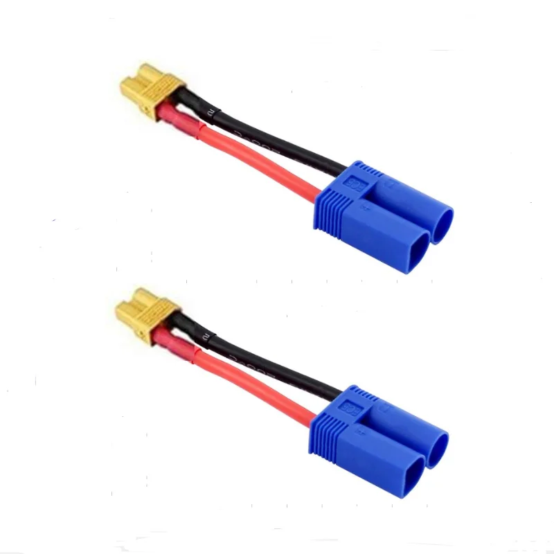 New 2Pcs XT30 Male Female Plug to Tamiya Deans TRX EC2 EC5 Male Female Connector Adapter 14awg 4cm for RC Battery Charger Motor